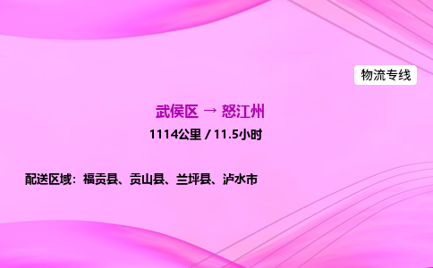 武侯到怒江州专线价格-武侯区到怒江州物流要几天-四川到怒江州货运公司电话