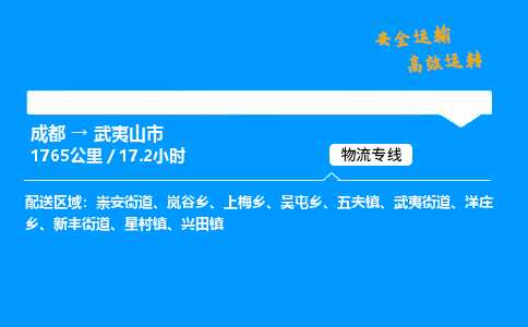 成都到武夷山市物流价格查询,成都至武夷山市物流费用,成都到武夷山市物流几天到