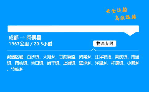 成都到闽侯县物流价格查询,成都至闽侯县物流费用,成都到闽侯县物流几天到