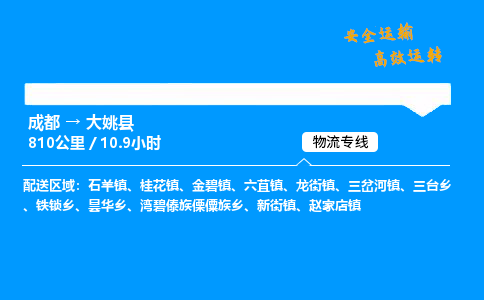 成都到大姚县物流价格查询,成都至大姚县物流费用,成都到大姚县物流几天到