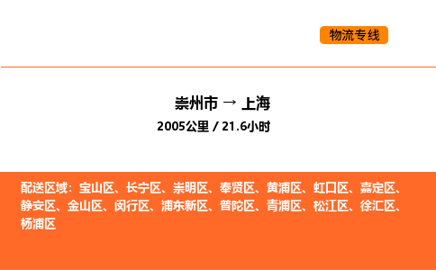 崇州市到上海崇明区物流公司_崇州市到上海崇明区货运专线公司（当天走车）