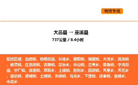 大邑县到巫溪县物流公司_大邑县到巫溪县货运专线公司（当天走车）