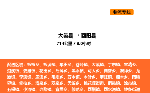大邑县到酉阳县物流公司_大邑县到酉阳县货运专线公司（当天走车）