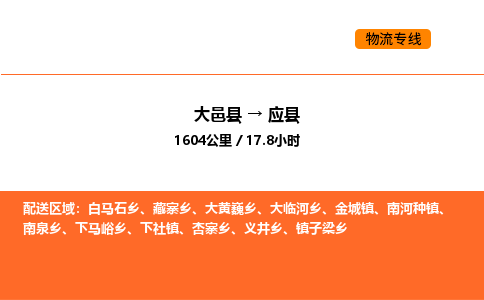 大邑县到应县物流公司_大邑县到应县货运专线公司（当天走车）