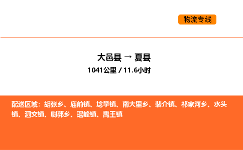 大邑县到夏县物流公司_大邑县到夏县货运专线公司（当天走车）