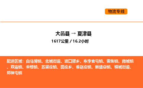 大邑县到夏津县物流公司_大邑县到夏津县货运专线公司（当天走车）