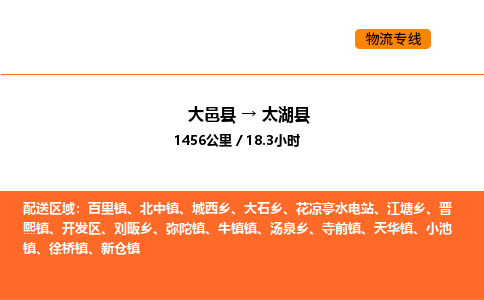 大邑县到太湖县物流公司_大邑县到太湖县货运专线公司（当天走车）