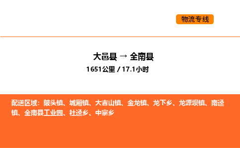 大邑县到全南县物流公司_大邑县到全南县货运专线公司（当天走车）