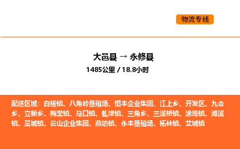 大邑县到永修县物流公司_大邑县到永修县货运专线公司（当天走车）
