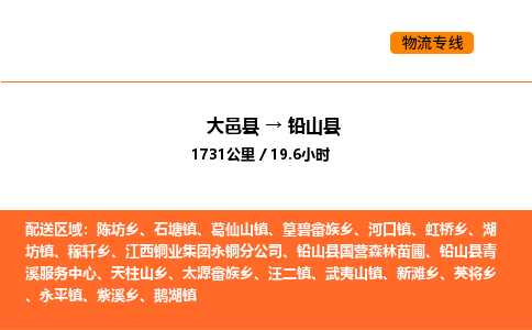 大邑县到铅山县物流公司_大邑县到铅山县货运专线公司（当天走车）