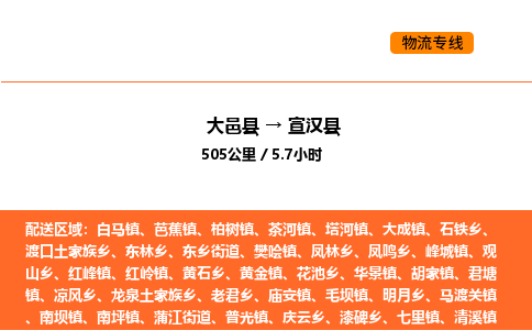 大邑县到宣汉县物流公司_大邑县到宣汉县货运专线公司（当天走车）