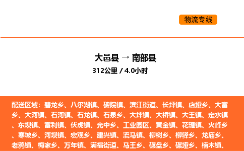 大邑县到南部县物流公司_大邑县到南部县货运专线公司（当天走车）