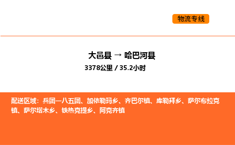 大邑县到哈巴河县物流公司_大邑县到哈巴河县货运专线公司（当天走车）